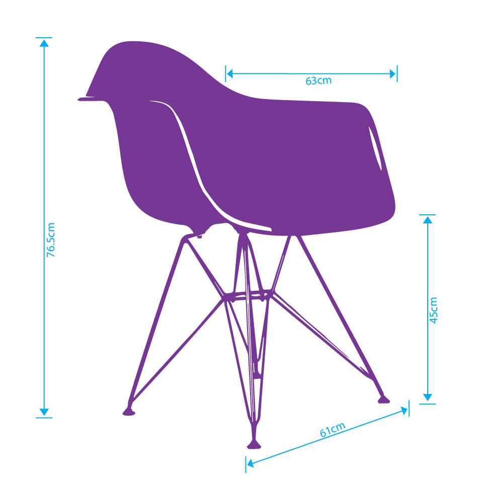 Eames DAR armchair replica, polypropylene dining chair on rod base, UK