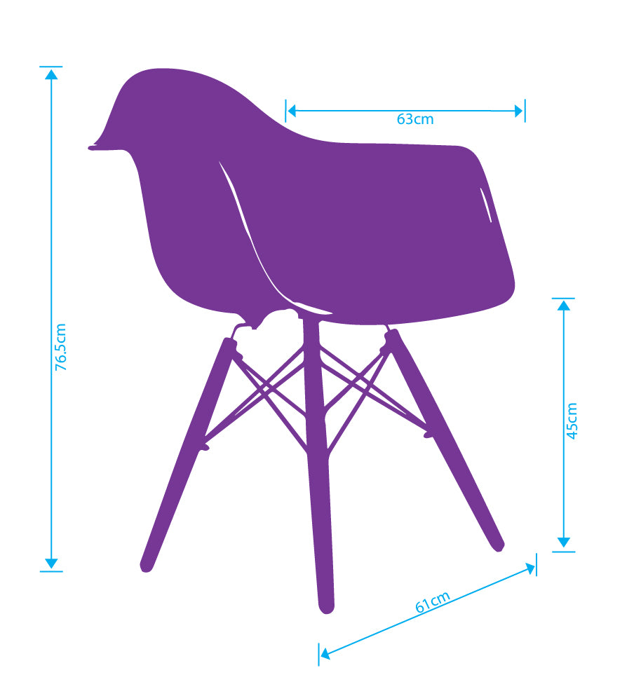 Eames DAW dining armchair replica on solid wood dowel base, UK