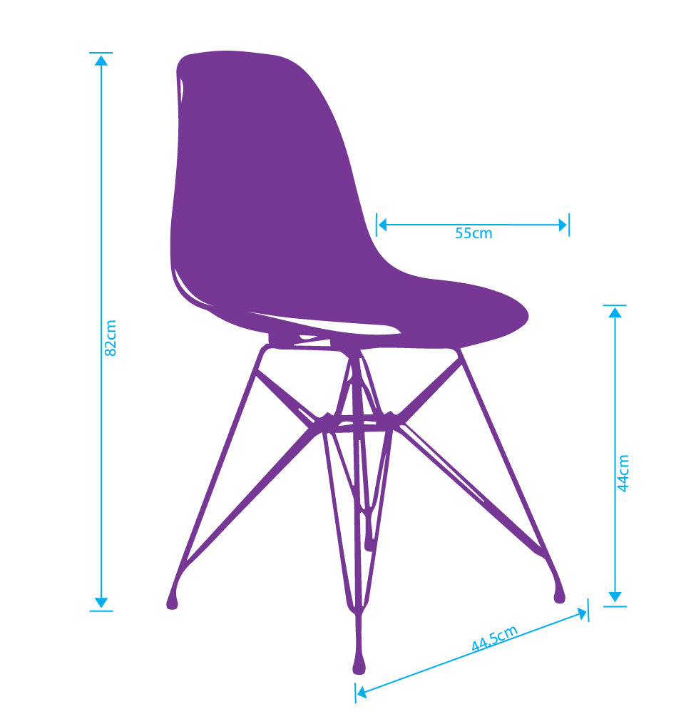 Eames DSR dining chair replica with chrome Eiffel rod base, UK