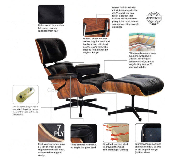 Eames Lounge Chair and Ottoman replica, additional view, UK