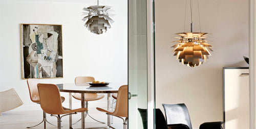 Artichoke pendant lamp replica, Poul Henningsen style, brushed steel, UK