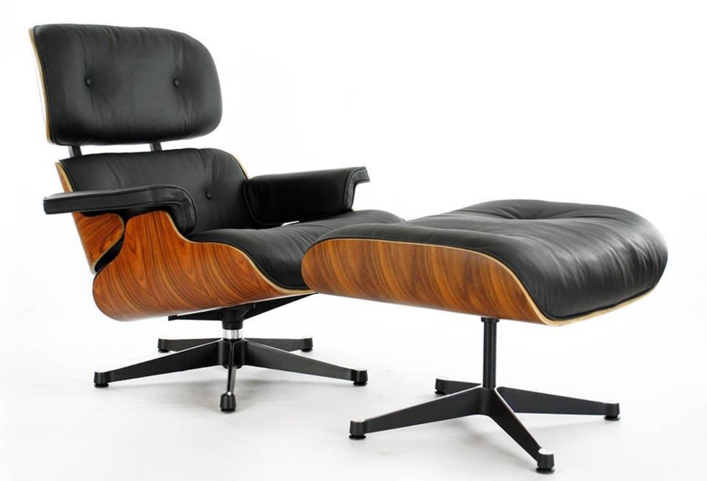 Eames Lounge Chair and Ottoman black leather replica, additional view, UK
