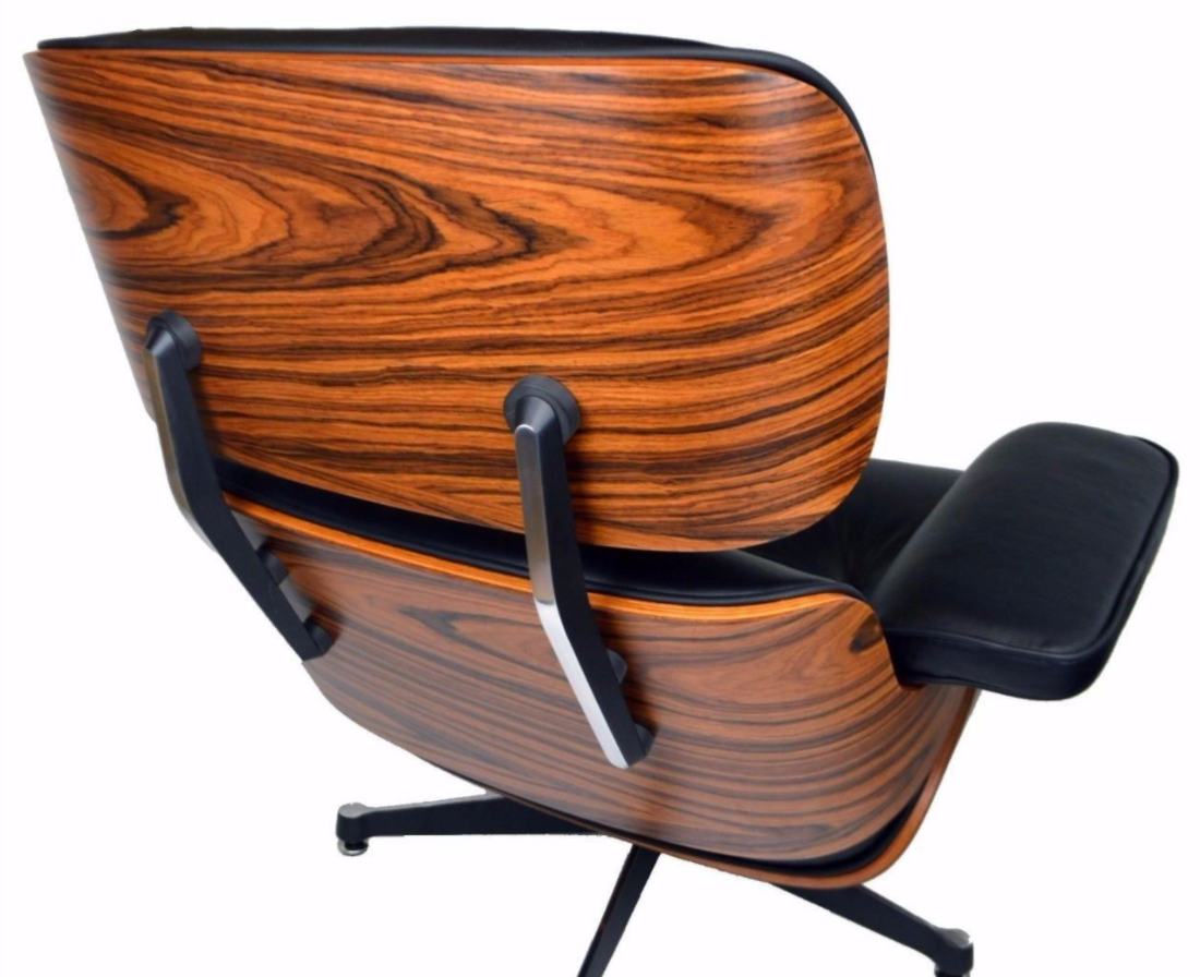 Eames Lounge Chair and Ottoman black leather replica, additional view, UK