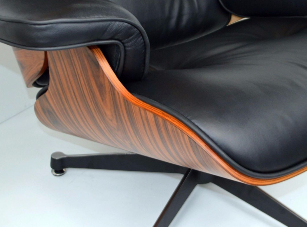 Eames Lounge Chair and Ottoman black leather replica, additional view, UK